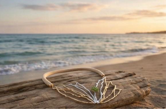 Collar de plata con peridoto y baño dorado degradé | Collar elegante orgánico | Joyería artesanal sofisticada