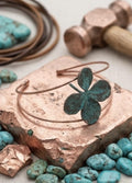 Pulsera de Trébol de Cuatro Hojas en Cobre | Pulsera Ajustable Hecha a Mano | Joyería Artesanal Boho | Amuleto de Suerte -Regalo para mujer
