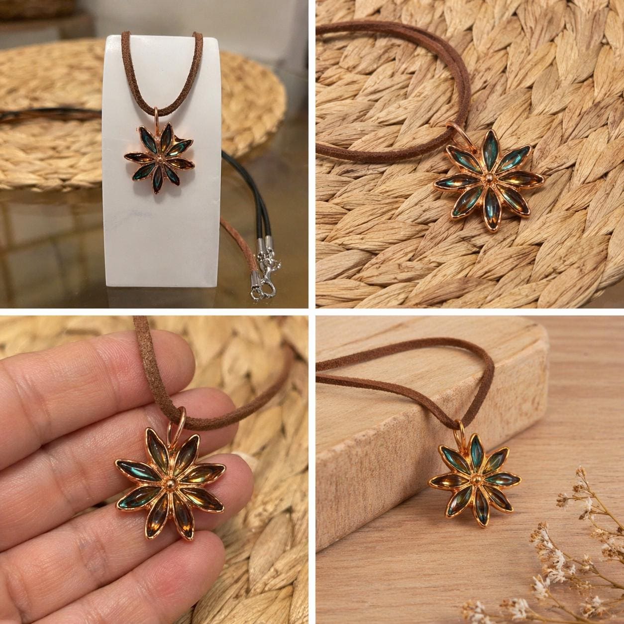 Colgante de Anís Estrellado en Cobre | Collar Boho Artesanal | Joyería Natural | Amuleto Protector y Energético