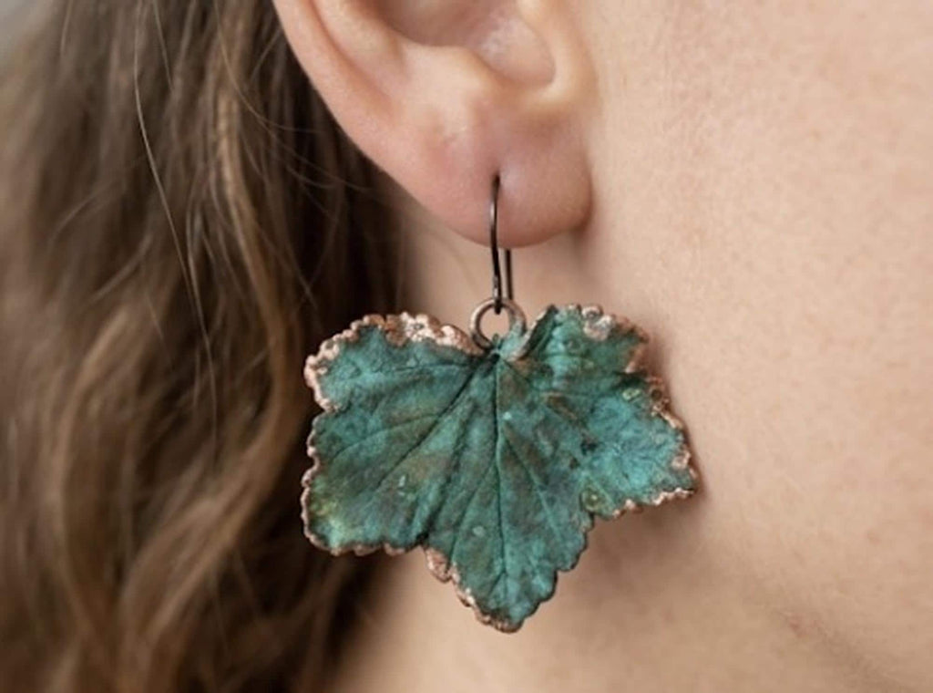 Pendientes hojas naturales bañadas en cobre | Joyería botánica real | Pendientes artesanales únicos | Regalo naturaleza/Regalo para mujer
