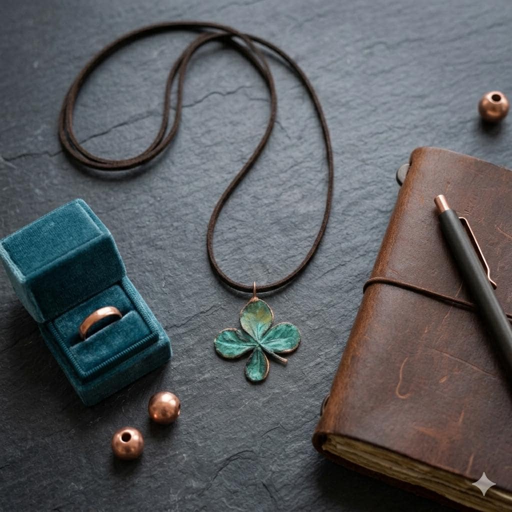 Collar Hoja de Trébol Natural | Colgante Botánico Verde | Joyería Inspirada en la Naturaleza | Amuleto de Buena Suerte/Regalo mujer