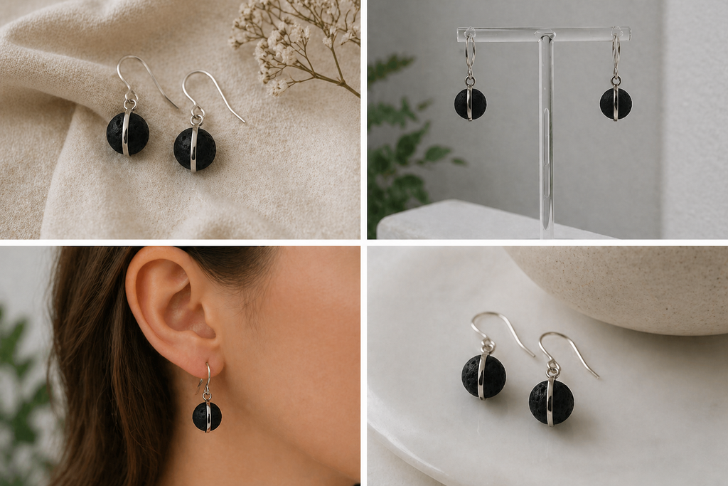 Pendientes Eclipse de Plata y Lava