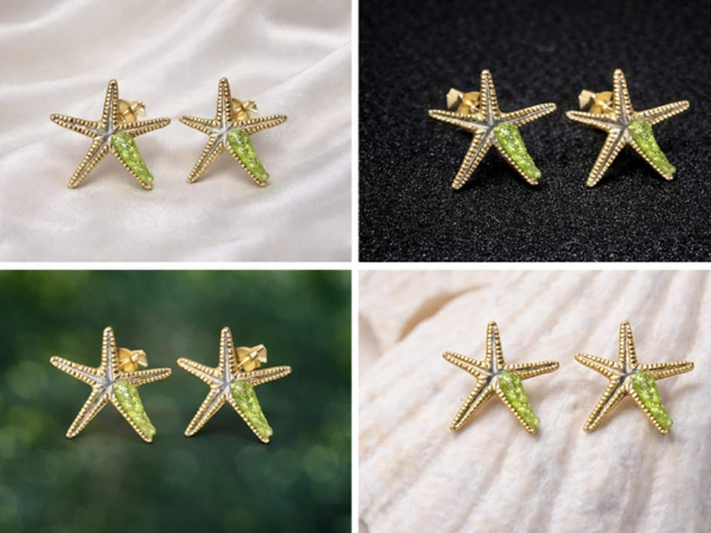 Pendiente estrena de mar de plata con peridoto-Pendiente elegante ,hecho a mano-Joya inspirada en el oceano-Regalo mujer.