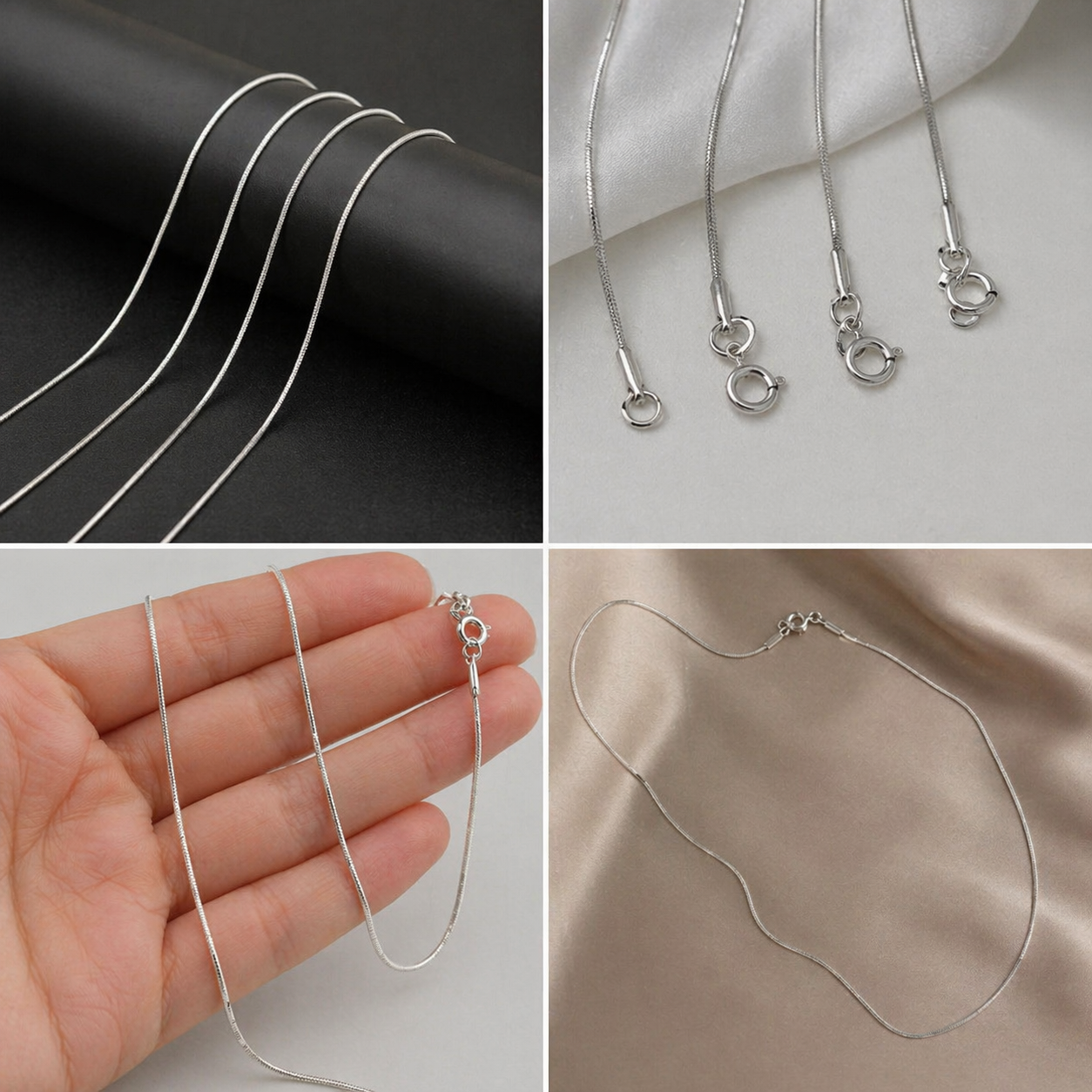 Cadena de plata 44 / 48 / 54 cm | Collar fino minimalista | Cadena tipo snake | Joyería elegante unisex