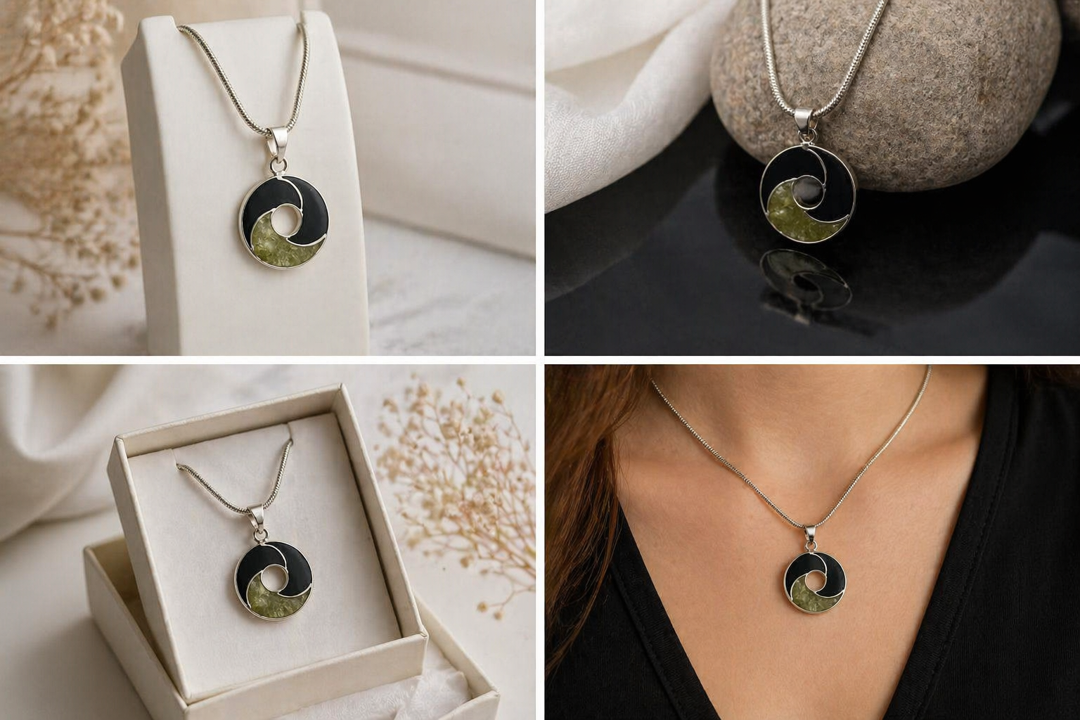 Colgante de Plata 925 con Lava Volcánica y Peridoto Natural | Joyería Artesanal