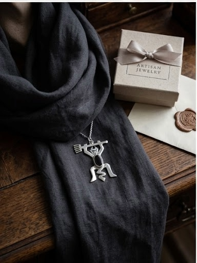 Colgante Diablillo de Plata de Ley y Piedra de Lava Volcánica | Amuleto Místico Hecho a Mano | Joyería Gótica Elegante y Protección