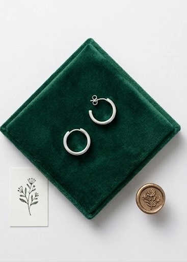 Pendientes de Aro en Plata de Ley 925 y Lava Volcánica, Aros Minimalistas de Piedra Natural, Joyería Orgánica Hecha a Mano.