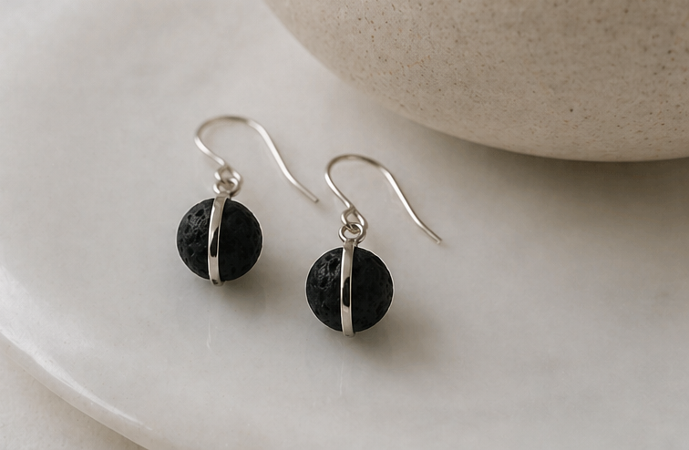 Pendientes Eclipse de Plata y Lava