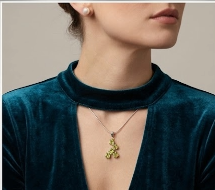 Colgante de Racimo de Peridoto en Plata de Ley 925, Collar de Piedras Geométricas Verdes, Joyería Artística y Moderna, Regalo Exclusivo para Mujer
