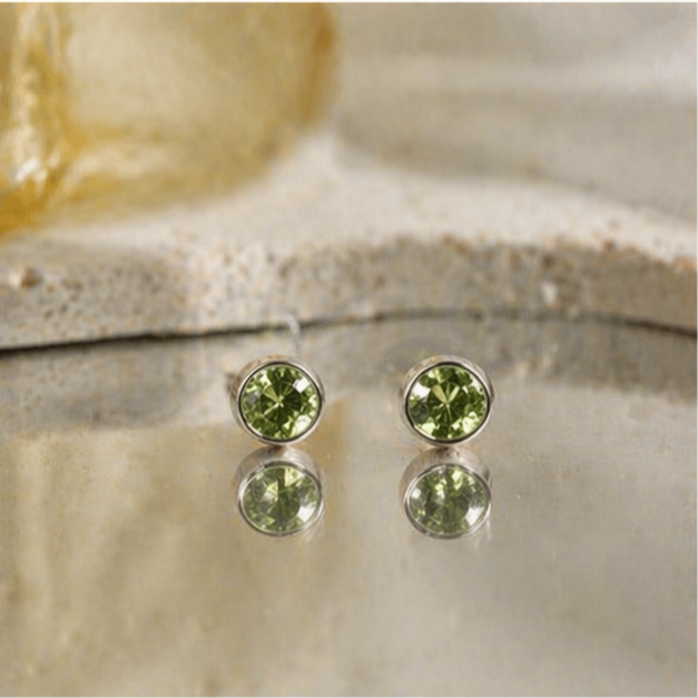 Pendientes de Peridoto Natural en Plata 925 – Pendientes Minimalistas Verdes - Tamaño 6mm