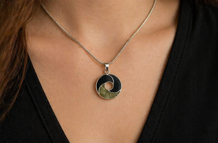 Colgante de Plata 925 con Lava Volcánica y Peridoto Natural | Joyería Artesanal